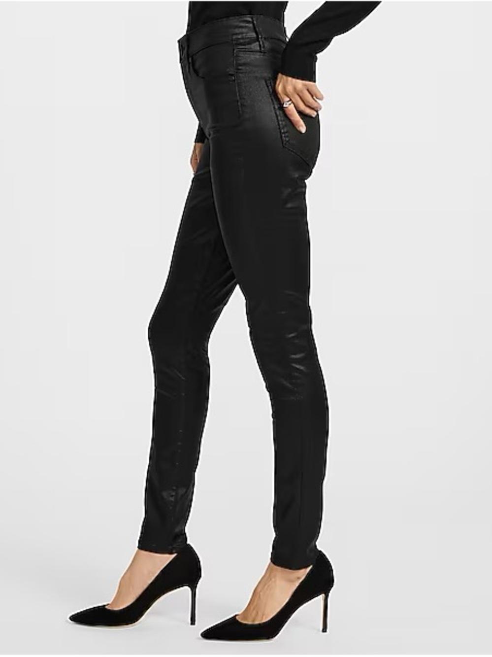 Express Black Coated Skinny Jeans